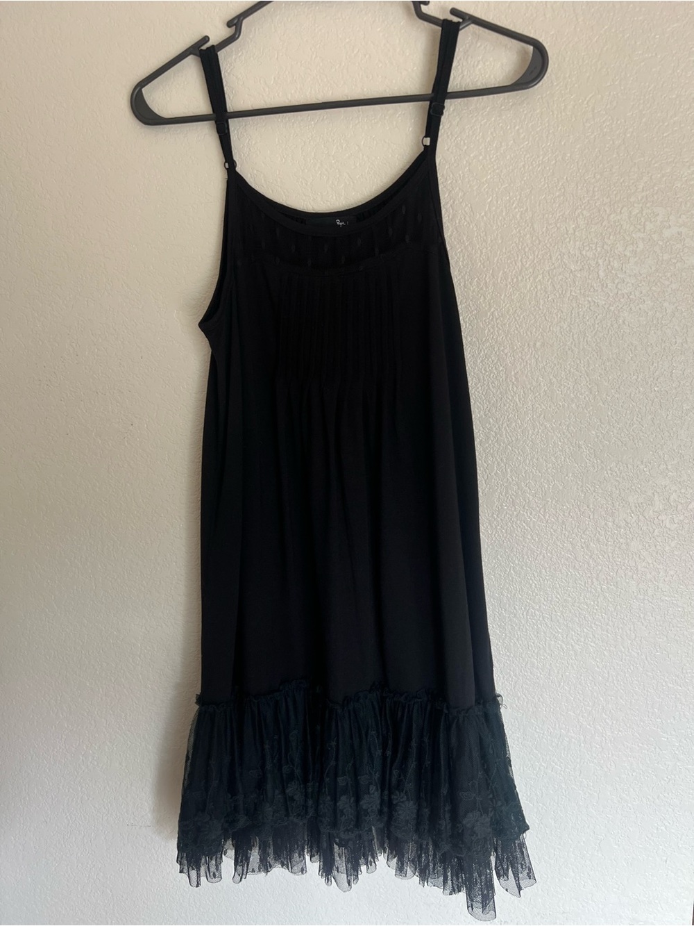 Ryu Black Pleated Mesh Yoke Dress